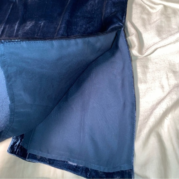 MADEWELL BY JCREW BLUE VELVET BUTTON FRONT MIDI DRESS WITH SIDE SLITS TRENDY - Picture 12 of 13